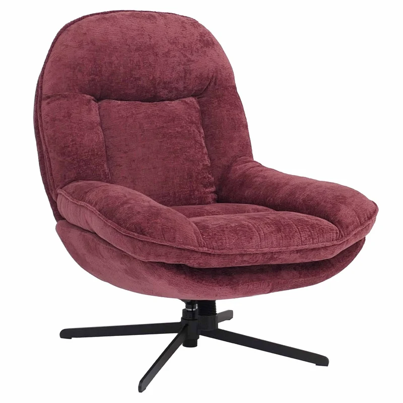 Fauteuil relax TV design moderne et confort fonction de bascule pivotant en métal et tissu chenille couleur bordeaux 04_0009033