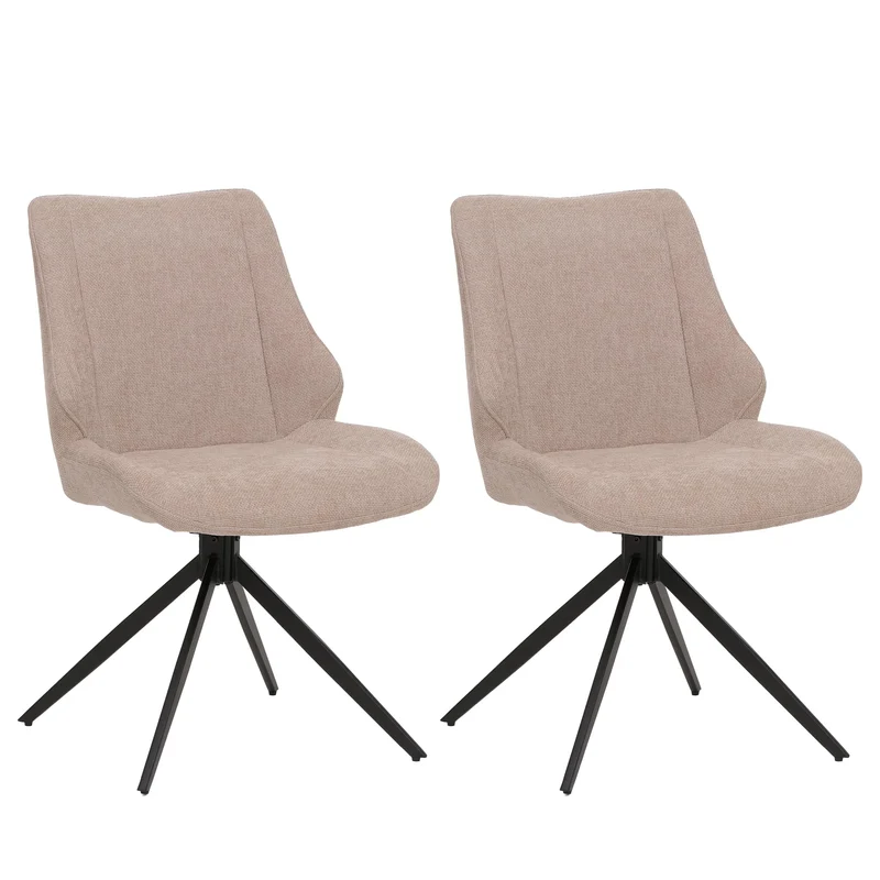 Lot de 2 chaises de salle à manger pivotantes modernes confort assise ergonomique 88 x 55 x 62 cm en chenille beige 04_0009419