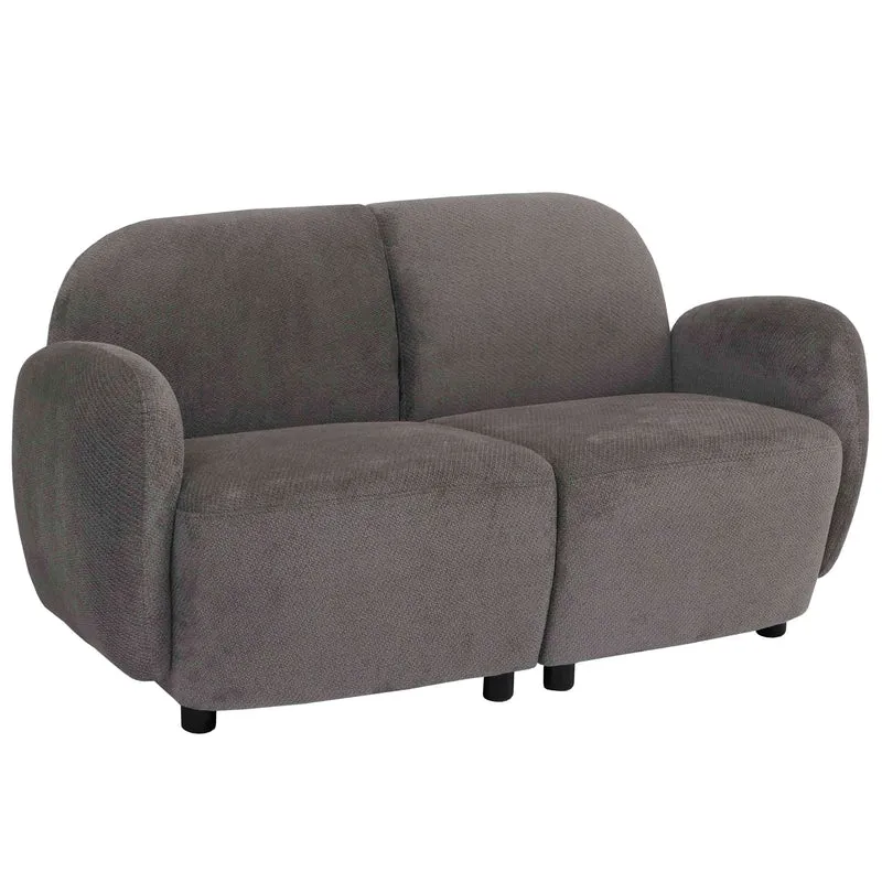 Canapé 2 places lounge avec accoudoirs design moderne formes arrondies 2 places en tissu chenille gris clair 04_0009021