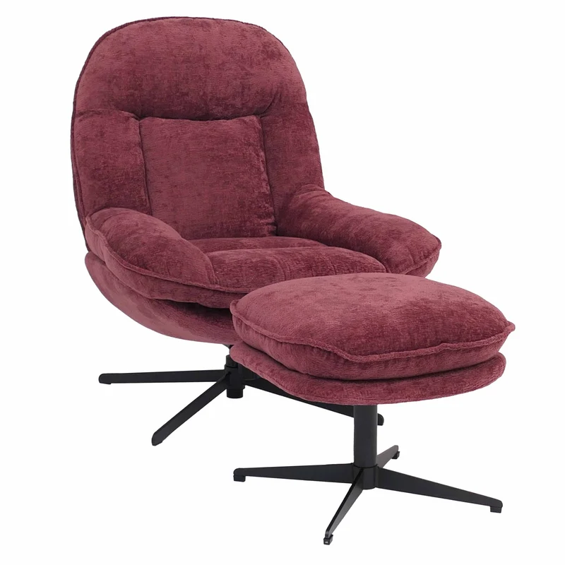 Fauteuil relax TV avec repose-pieds pivotant avec suspension confort exceptionnel structure métal et revêtement chenille couleur baie 04_0009038