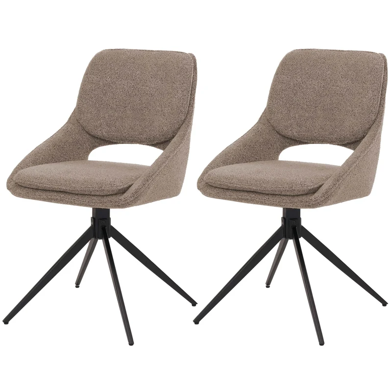 Lot de 2 chaises de salle à manger modernes 87 x 55 x 55 cm avec assise confortable design épuré en tissu beige 04_0009916