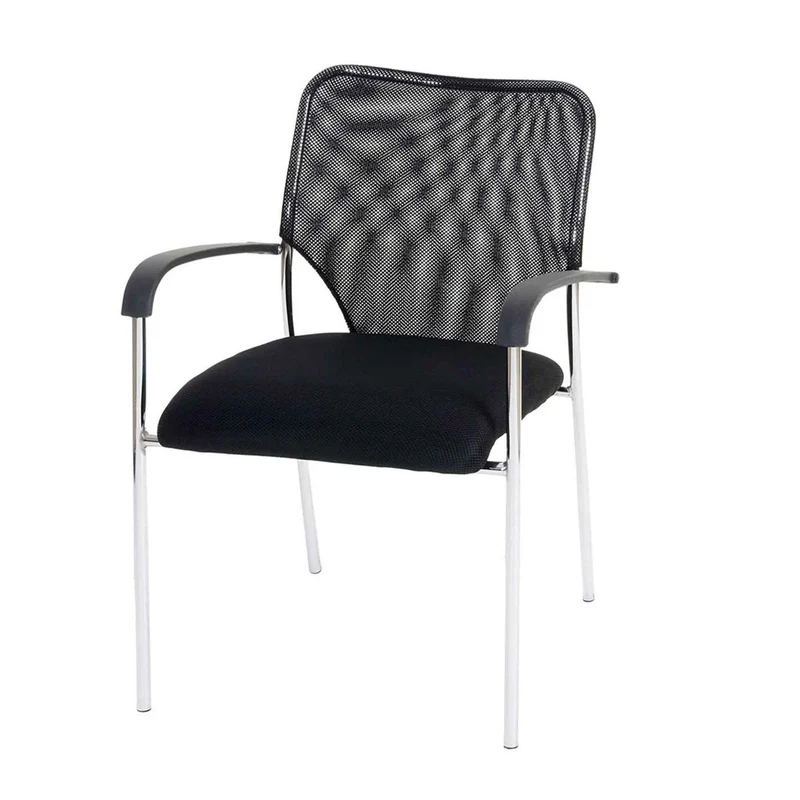Lot de 12 chaises de conférence empilables 83 x 55 x 60 cm confort optimal style contemporain en polyester noir 04_0011390