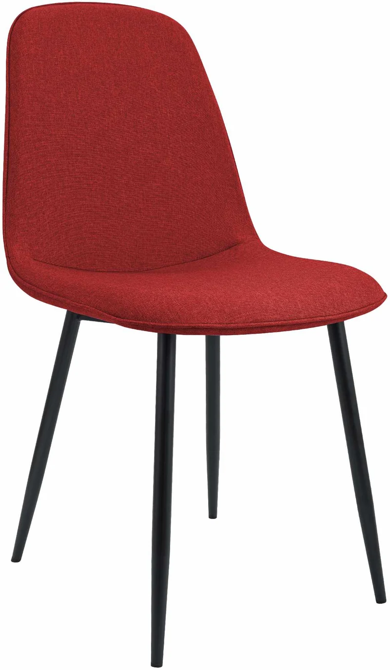 Chaise de salle à manger cuisine x1 design moderne en tissu rouge cadre en métal noir 10_0007165