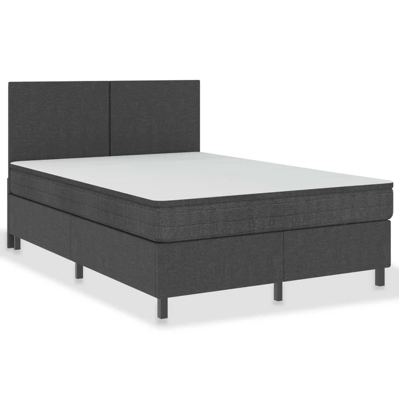 Sommier à lattes sur pieds cadre de lit avec matelas et surmatelas 180x200 cm tissu gris foncé TDL0208052