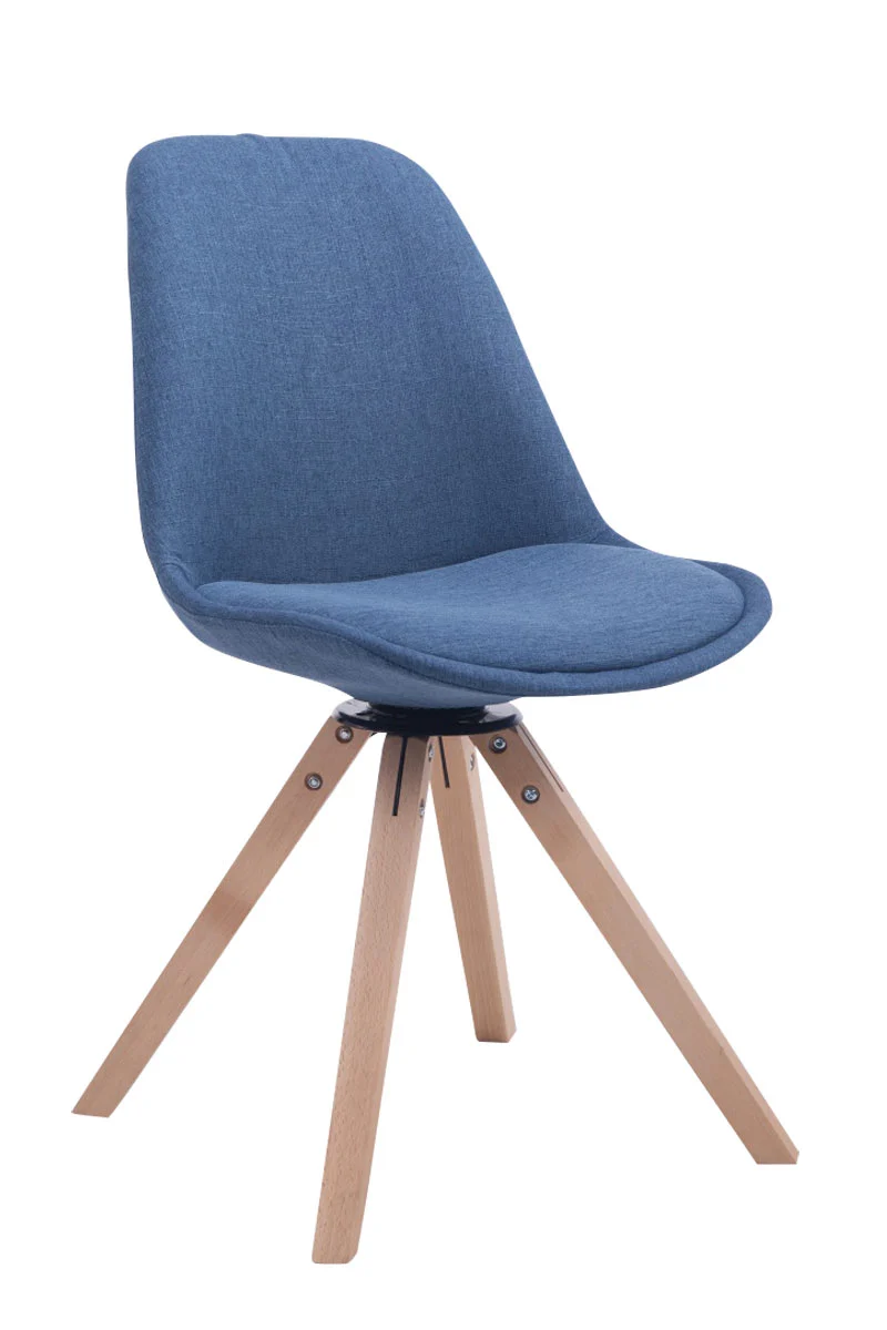 Chaise de salle à manger x1 chaise visiteur assise pivotant à 360° en tissu bleu piètement en bois carré clair 10_0003472
