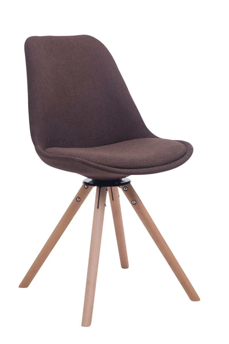 Chaise de salle à manger x1 chaise visiteur assise pivotant à 360° en tissu marron piètement en bois rond clair 10_0008314