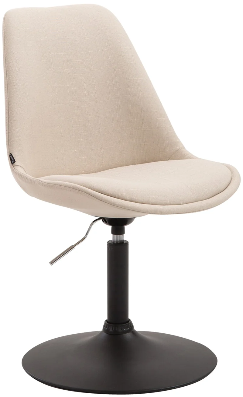 Chaise de salle à manger x1 pivotante hauteur réglable en tissu crème et pied trompette en métal noir 10_0003769