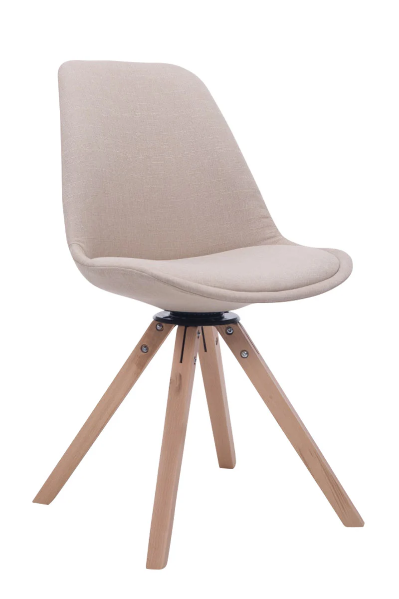 Chaise de salle à manger x1 chaise visiteur assise pivotant à 360° en tissu crème piètement en bois carré clair 10_0003474