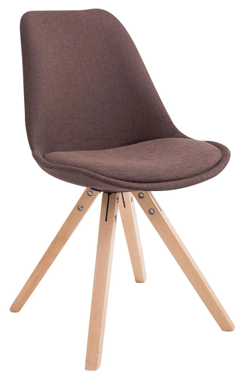Chaise de salle à manger design scandinave en tissu marron et pieds en bois clair forme carré 10_0003456
