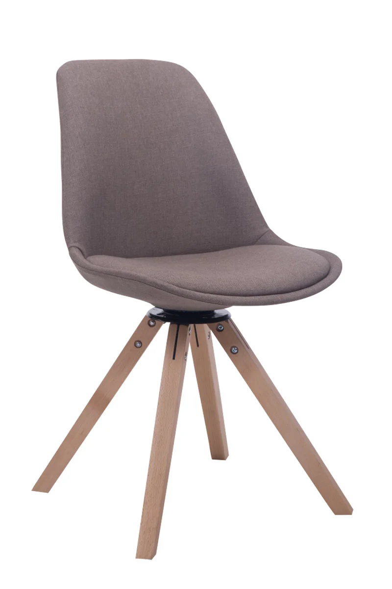 Chaise de salle à manger x1 chaise visiteur assise pivotant à 360° en tissu taupe piètement en bois carré clair 10_0003478