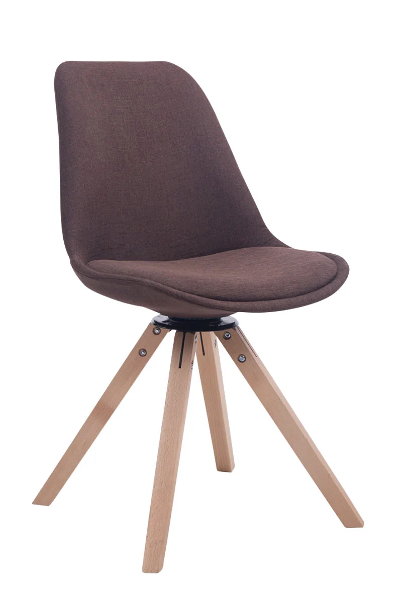 Chaise de salle à manger x1 chaise visiteur assise pivotant à 360° en tissu marron piètement en bois carré clair 10_0003473