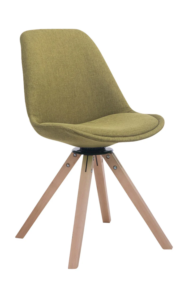 Chaise de salle à manger x1 chaise visiteur assise pivotant à 360° en tissu vert piètement en bois carré clair 10_0003477