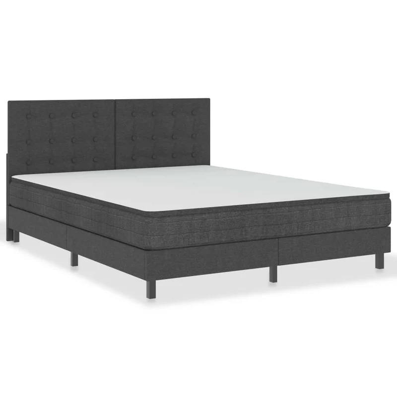 Sommier à lattes sur pieds cadre de lit avec matelas 160x200 cm tissu gris foncé TDL0208060