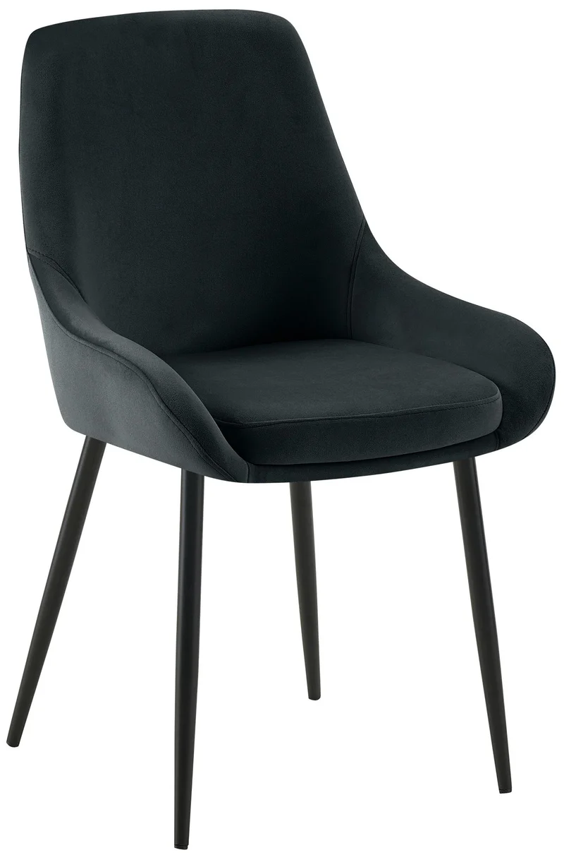 Chaise de salle à manger x1 élégance confort design moderne en velours noir structure métallique noir 10_0007457