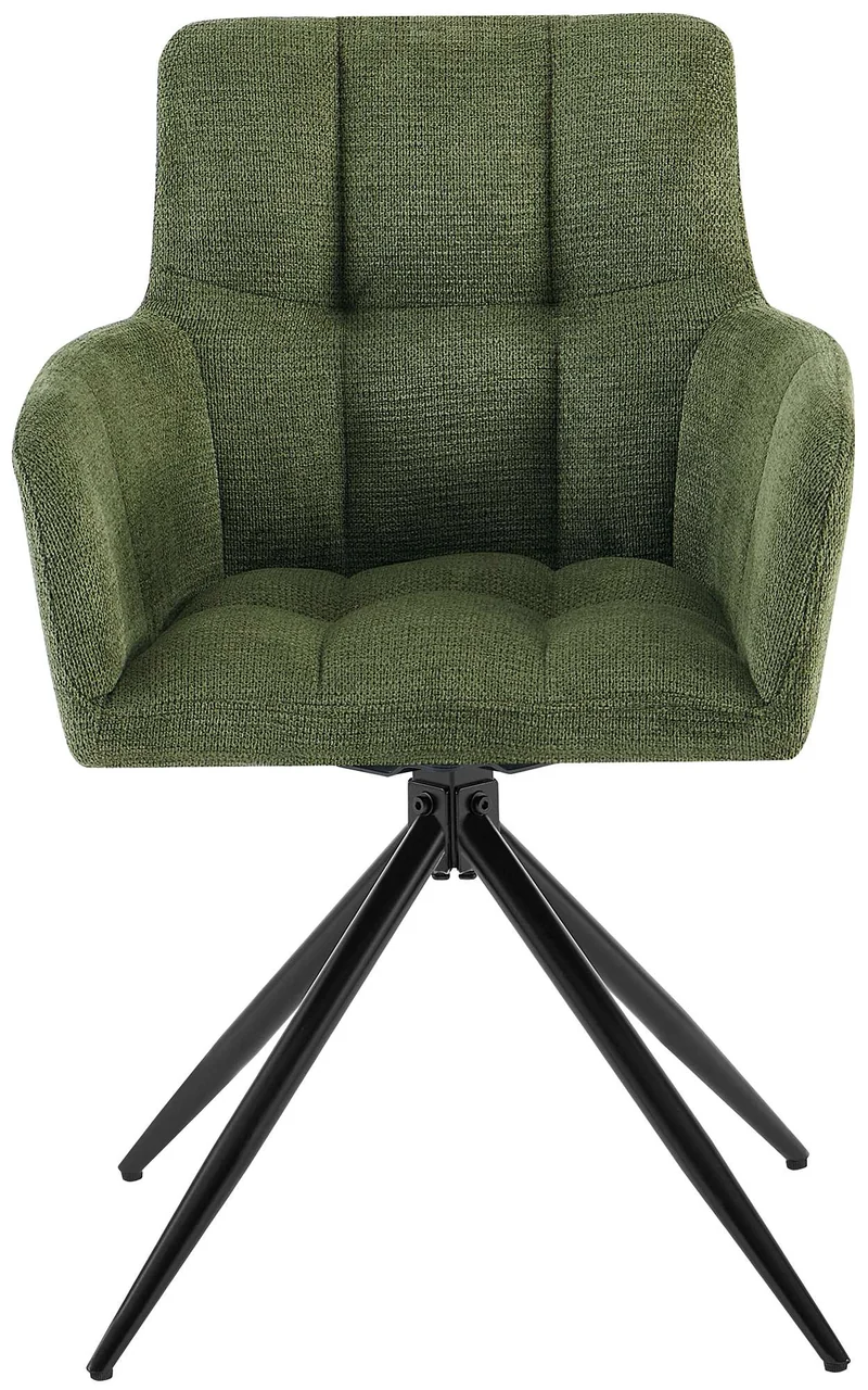 Lot de 2 chaises de salle à manger moderne et confort mécanisme de rotation à 180° en tissu vert et métal 10_0007862