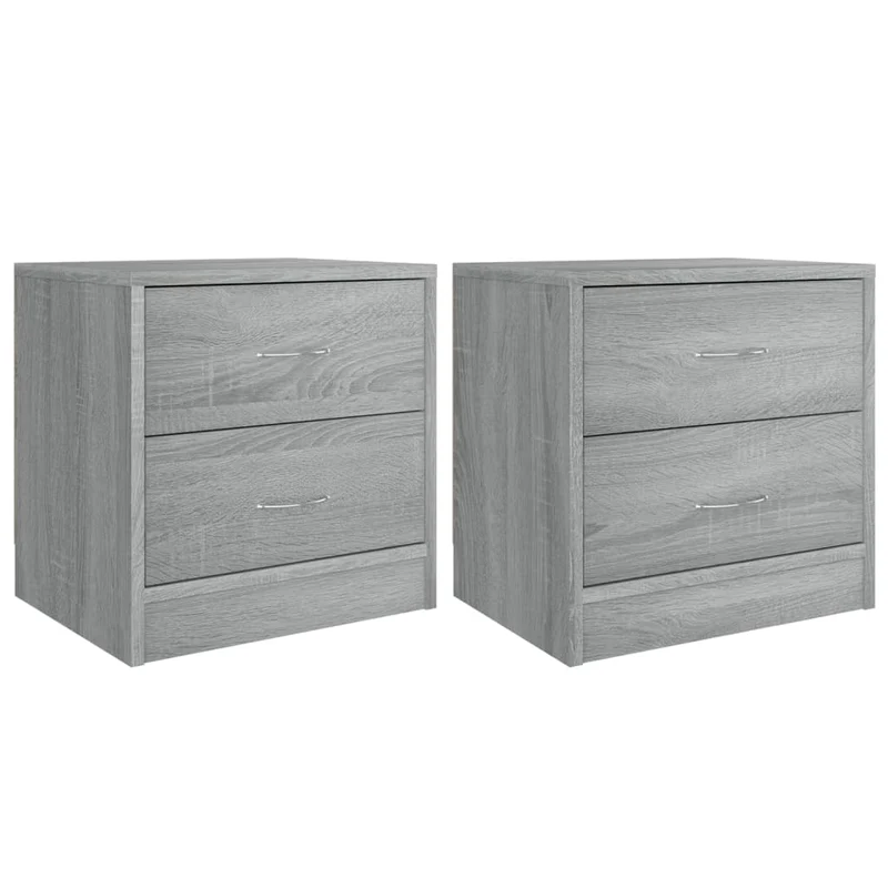 Lot de 2 tables de chevet avec deux tiroirs 40 x 30 x 40 cm bois ingénierie gris DEC035661