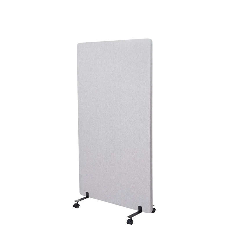 Cloison acoustique paravent de bureau séparateur de pièce panneau d'affichage à double paroi tiss gris 147x80 cm 04_0006419