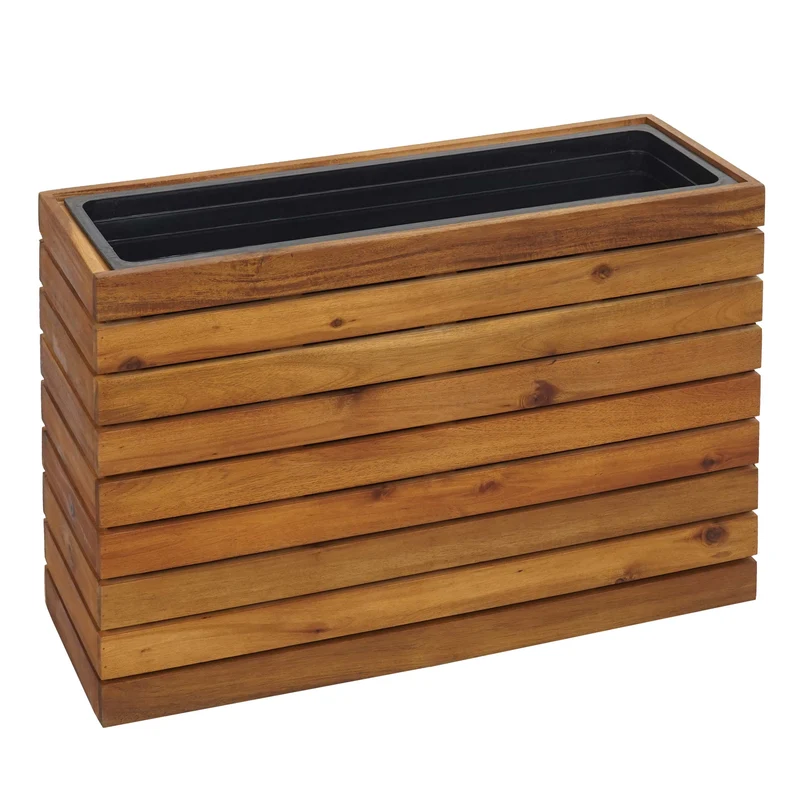 Jardinière cache-pot pot de fleur 41 x 63 x 23 cm extérieur bois d'acacia marron 04_0007214