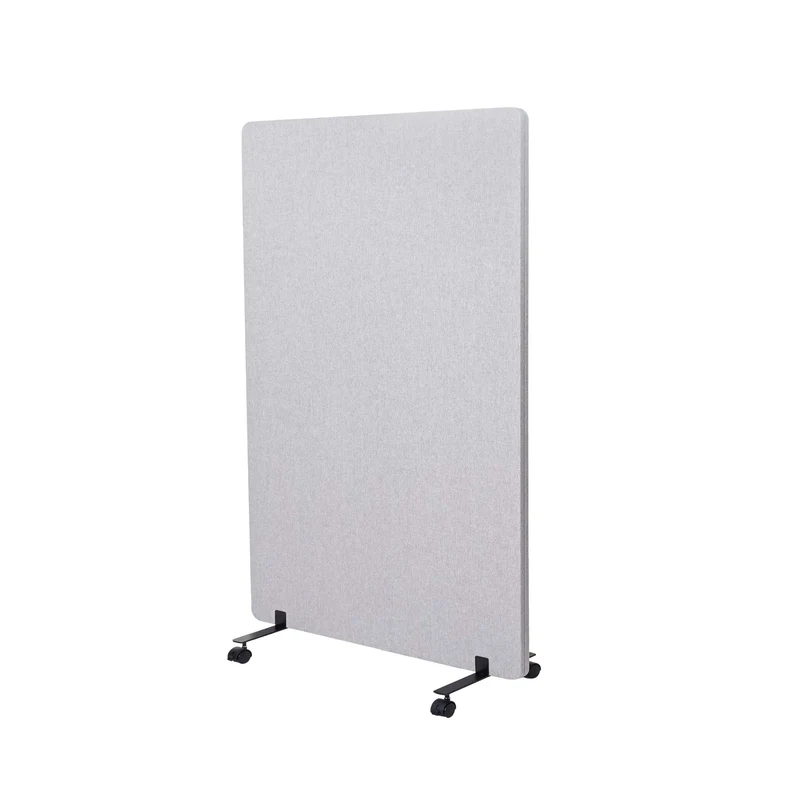 Cloison acoustique double paroi paravent de bureau séparateur de pièce panneau d'affichage tissu gris 127x80 cm 04_0006417