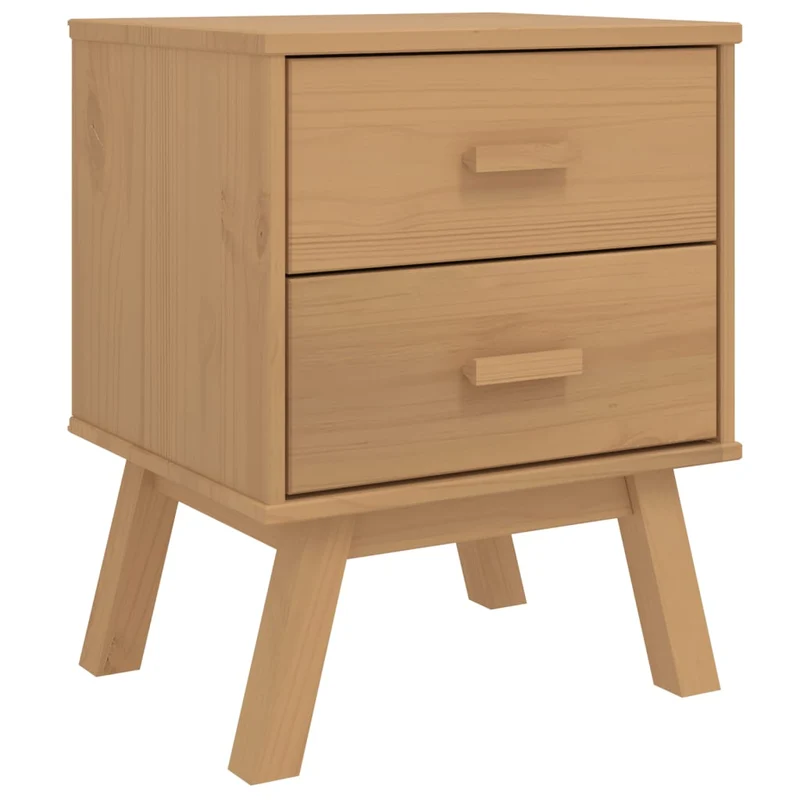 Table de chevet avec deux tiroirs 45 x 39 x 57 cm en bois de pin DEC034538