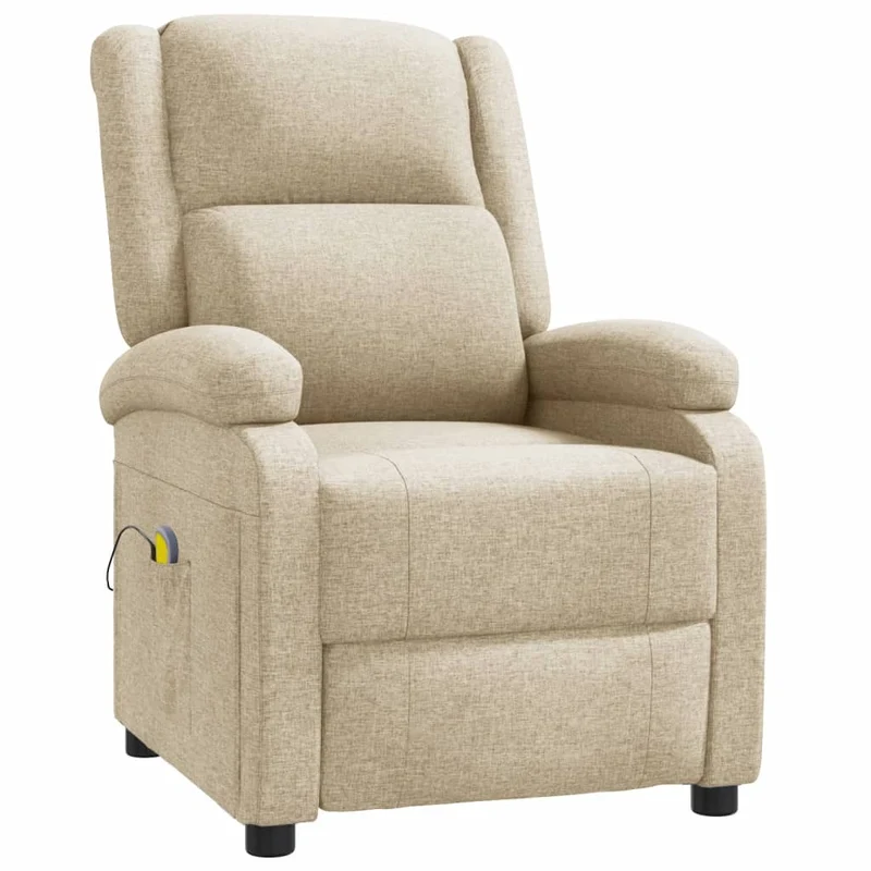 Fauteuil de relaxation avec fonction massage inclinaison manuelle 6 points de massage en tissu crème DEC029187