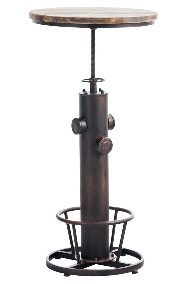 Table haute table de bar style industriel hauteur réglable repose-pieds bronze TAB10021