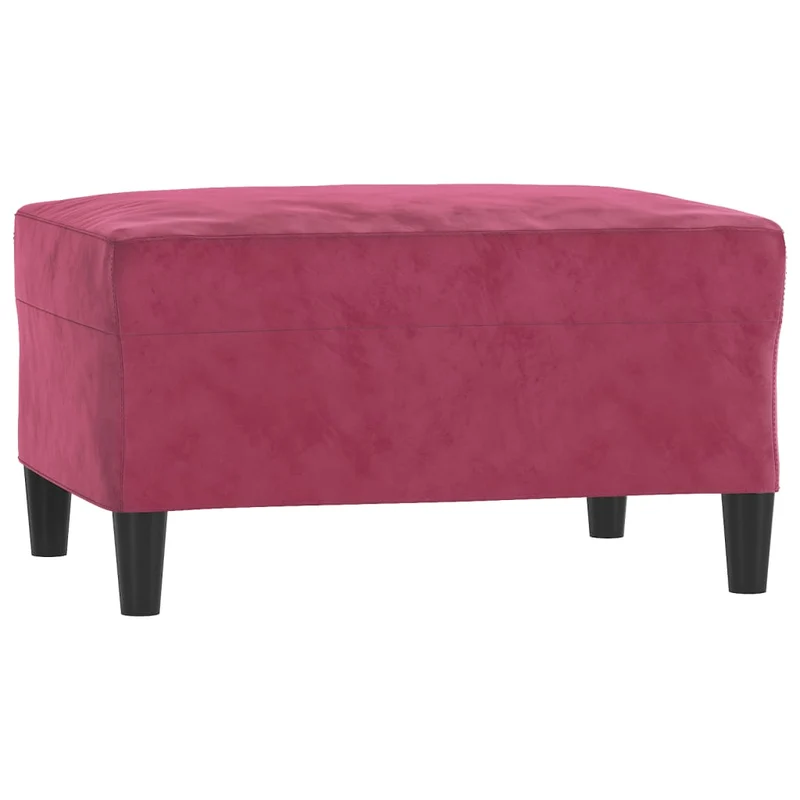 Repose-pieds tabouret bout de lit 70 x 55 x 41 cm velours rouge DEC030605