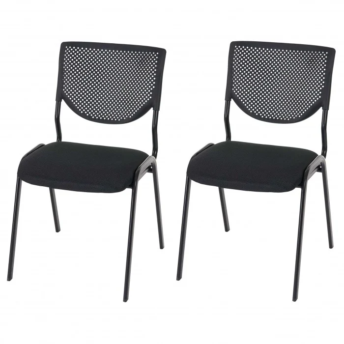 Lot de 2 chaises ergonomique pour visiteur bureau noir pieds noirs BUR04048