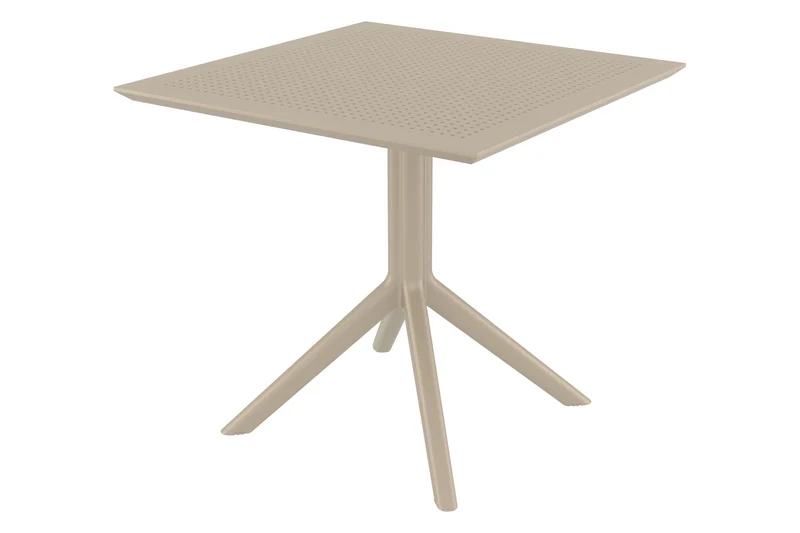 Table de jardin lounge pour intérieur ou extérieur hauteur fixe 74 cm en plastique taupe 10_0003055