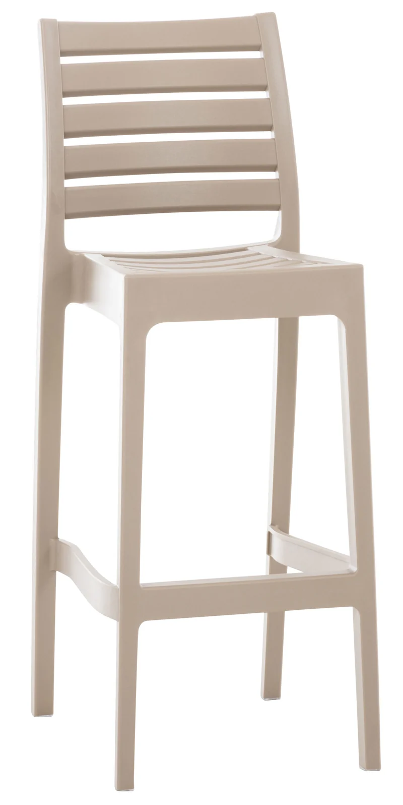 Tabouret de bar pour intérieur ou extérieur en plastique beige empilable avec repose-pieds 10_MDJ10229