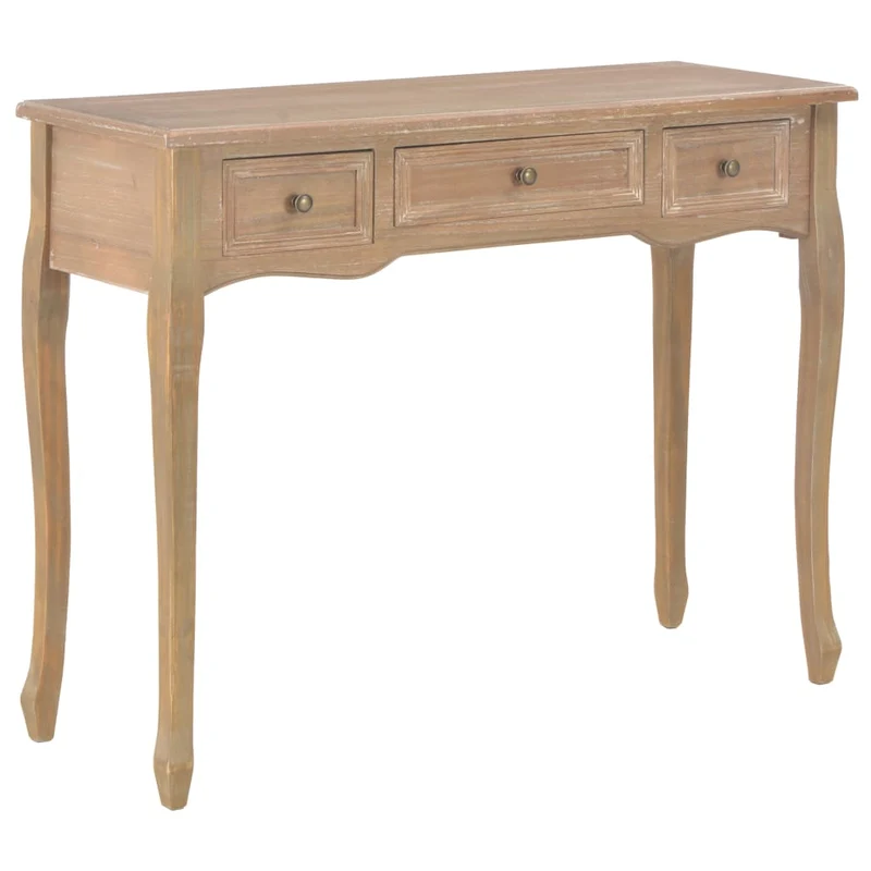 Table de console table de coiffeuse avec 3 tiroirs 100 x 35 x 78 cm MDF + bois de pin marron DEC032566