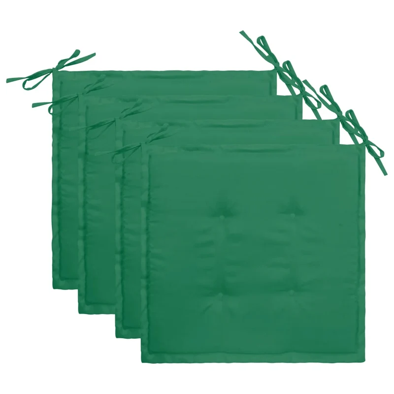 lot de 4 coussins de chaise 100 % polyester résistant à l'eau vert 40x40x3 cm DEC021720