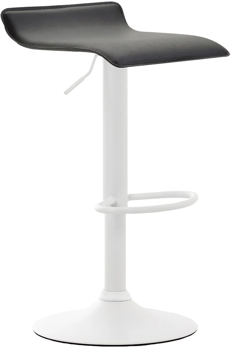 Tabouret de bar x1 design minimaliste hauteur réglable repose-pieds en PVC noir et métal blanc 10_0006037