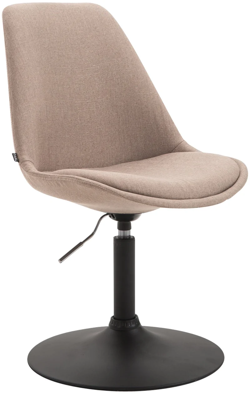 Chaise de salle à manger x1 pivotante hauteur réglable en tissu taupe et pied trompette en métal noir 10_0003773