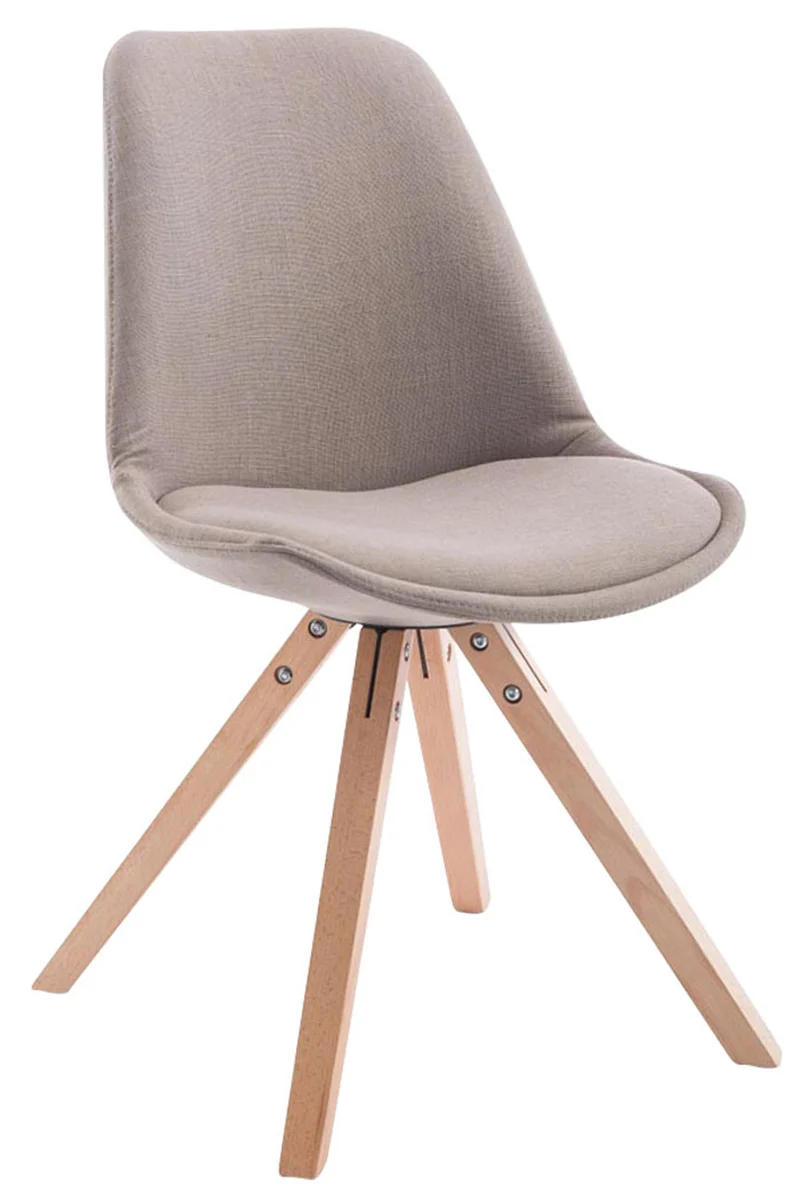 Chaise de salle à manger design scandinave en tissu taupe et pieds en bois clair forme carré 10_0003461