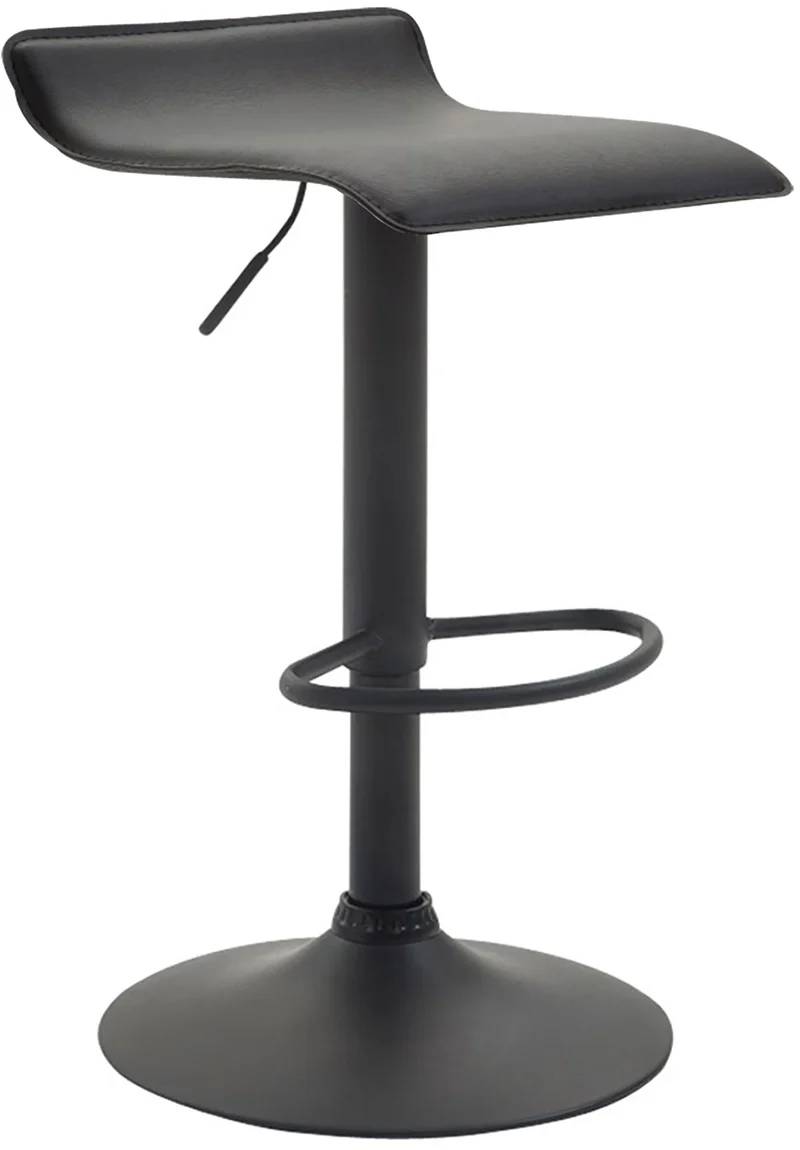 Tabouret de bar x1 design minimaliste hauteur réglable repose-pieds en PVC noir et métal noir 10_0006039