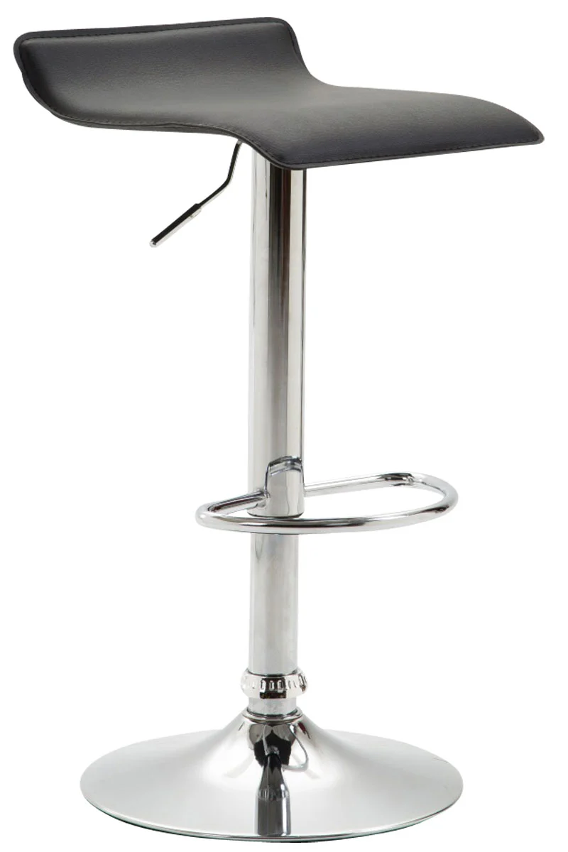Tabouret de bar x1 design minimaliste hauteur réglable repose-pieds en PVC noir et métal chromé 10_0006038