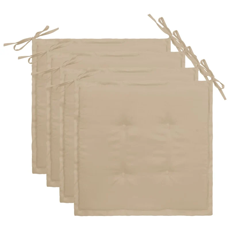 lot de 4 coussins de chaise de jardin 100% polyester imperméable beige 40x40x3 cm DEC021724