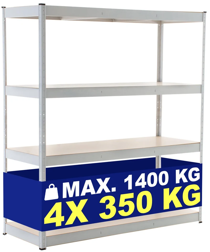 Étagère de stockage métal blanc 180 x 160 x 60 cm rayonnage charge lourde étagères réglables structure galvanisée 10_0009054