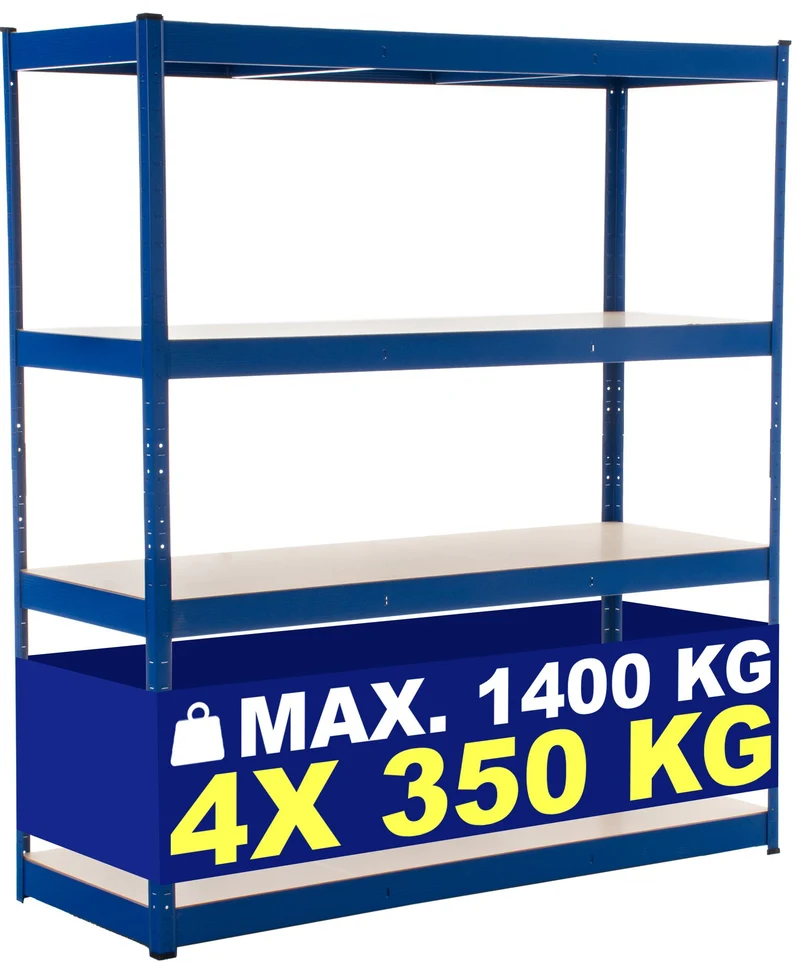 Étagère de rangement métal bleu galvanisé 160 x 180 x 60 cm rayonnage charge lourde garage cave atelier entrepôt 10_0009040