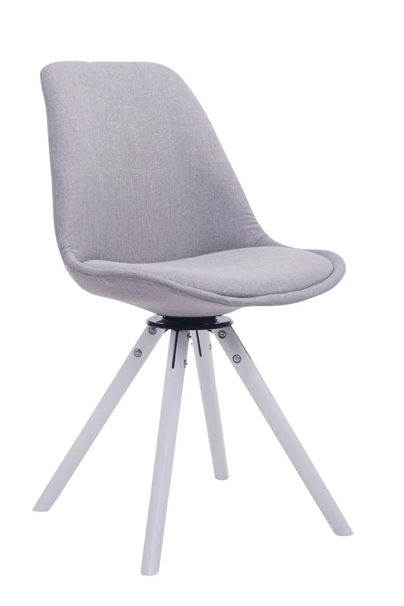 Chaise de salle à manger x1 pivotante 360° assise tissu gris clair piètement 4 pieds en bois style scandinave moderne 10_0008908