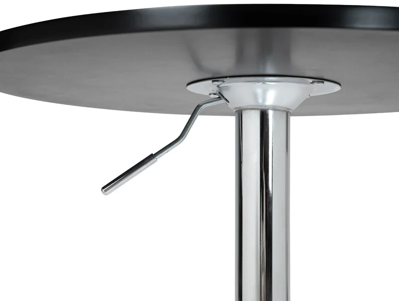 Table haute réglable en hauteur 85-106 cm plateau noir Ø60 cm piètement métal chromé style moderne 10_0009199