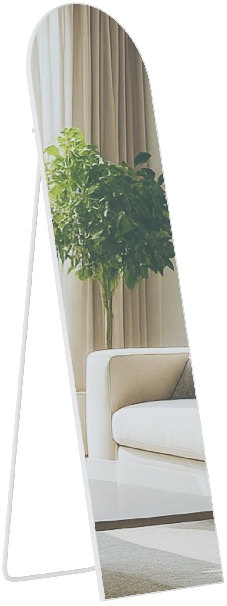 Miroir sur pied ou mural cadre métal blanc style moderne miroir pleine longueur 140 x 40 cm 10_0008815