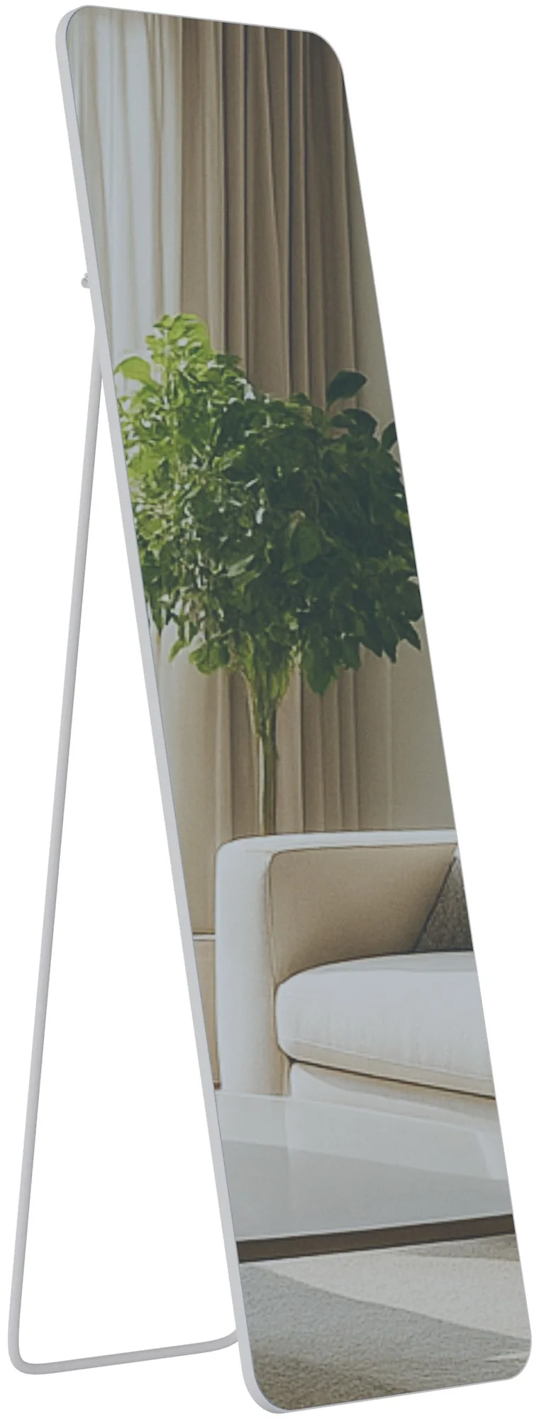 Miroir sur pied ou mural cadre métablanc style moderne miroir pleine longueur 140 x 40 cm 10_0008423