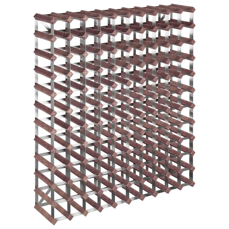 Casier range bouteilles étagère de rangement vin pour 120 bouteilles en bois de pin marron et acier DEC024295