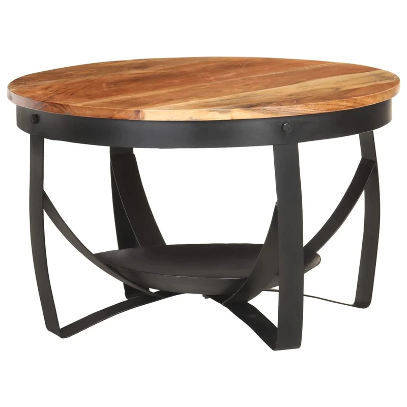 Table basse style industriel Ø68 x 43 cm bois d'acacia solide et fer DEC040233