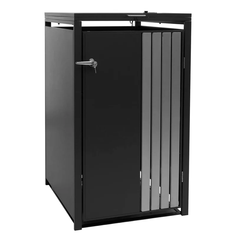 Cache-poubelle pour 1 bac avec couvercle abri pour poubelle en métal avec ouverture par le haut 122x68x84 cm anthracite 04_0009356