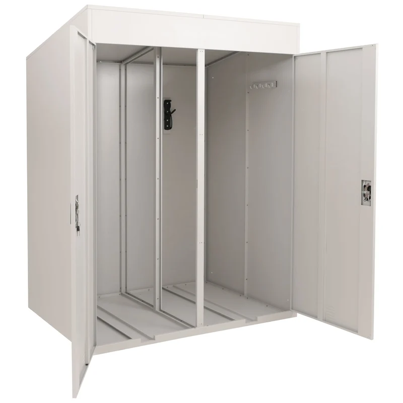 Garage à vélos pour 2 vélos abri vélo verrouillable en métal avec supports muraux 213x158x125 cm gris clair 04_0009044