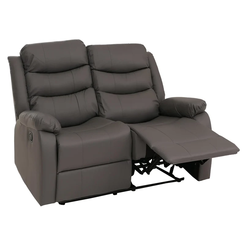 Canapé cinéma 2 places fauteuil relax TV avec accoudoirs et fonction inclinable similicuir gris 04_0009407