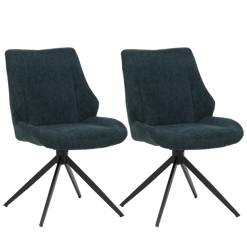 Lot de 2 chaises de salle à manger moderne pivotantes confortables 88 x 55 x 62 cm en chenille vert 04_0009416